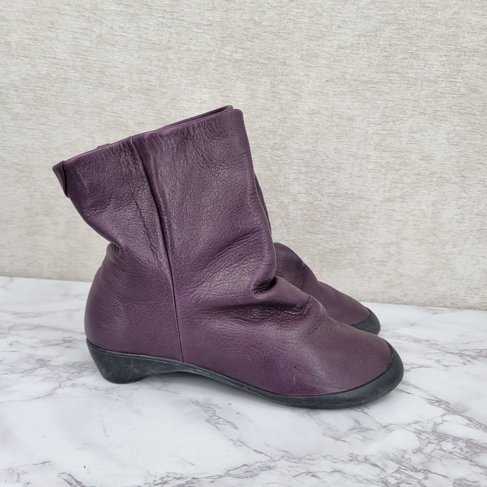 Softinos Women's Purple Leather Ankle Boots Booties